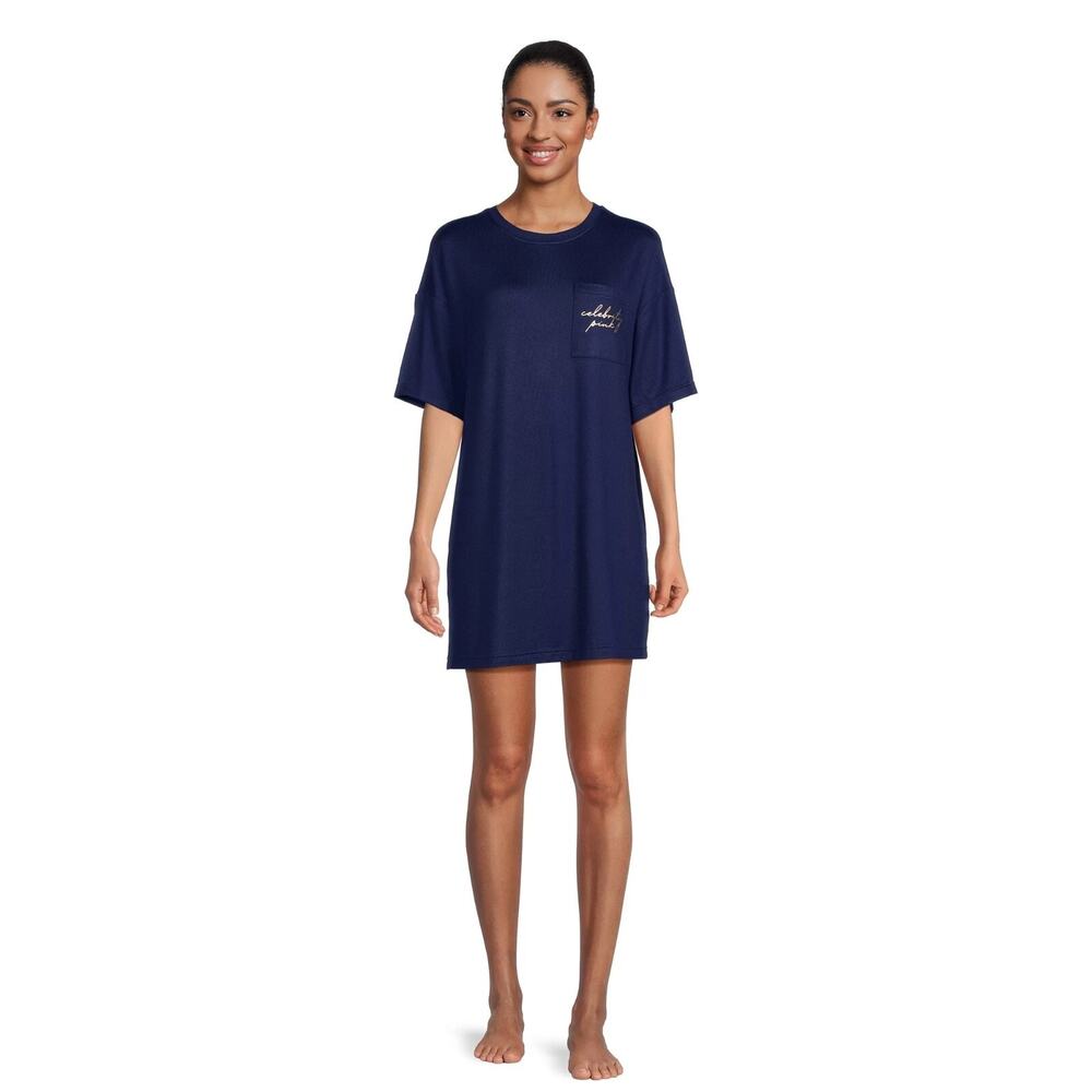 CELEBRITY PINK SLEEP WOMENS BLUE OVERSIZED SLEEP SHIRT NIGHTGOWN SIZE XS/S NWT - Picture 2 of 3